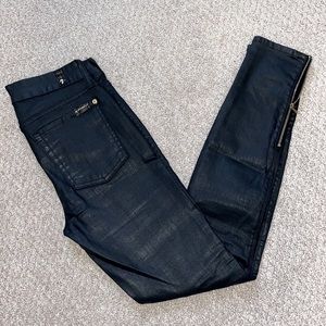 7 For All Mankind Black Coated Jeans